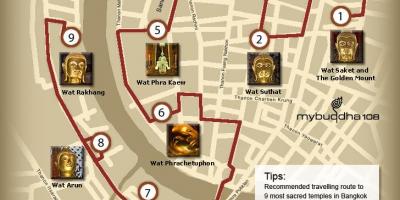 Zemljevid bangkok tempelj tour