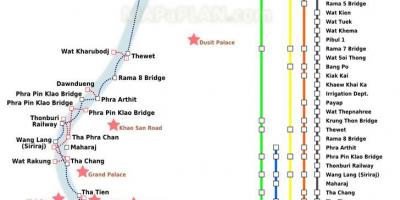 Bangkok river ferry zemljevid