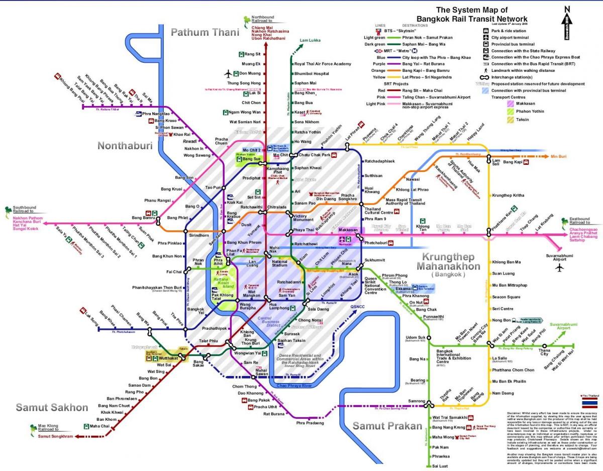 bangkok zemljevid podzemne železnice 2016