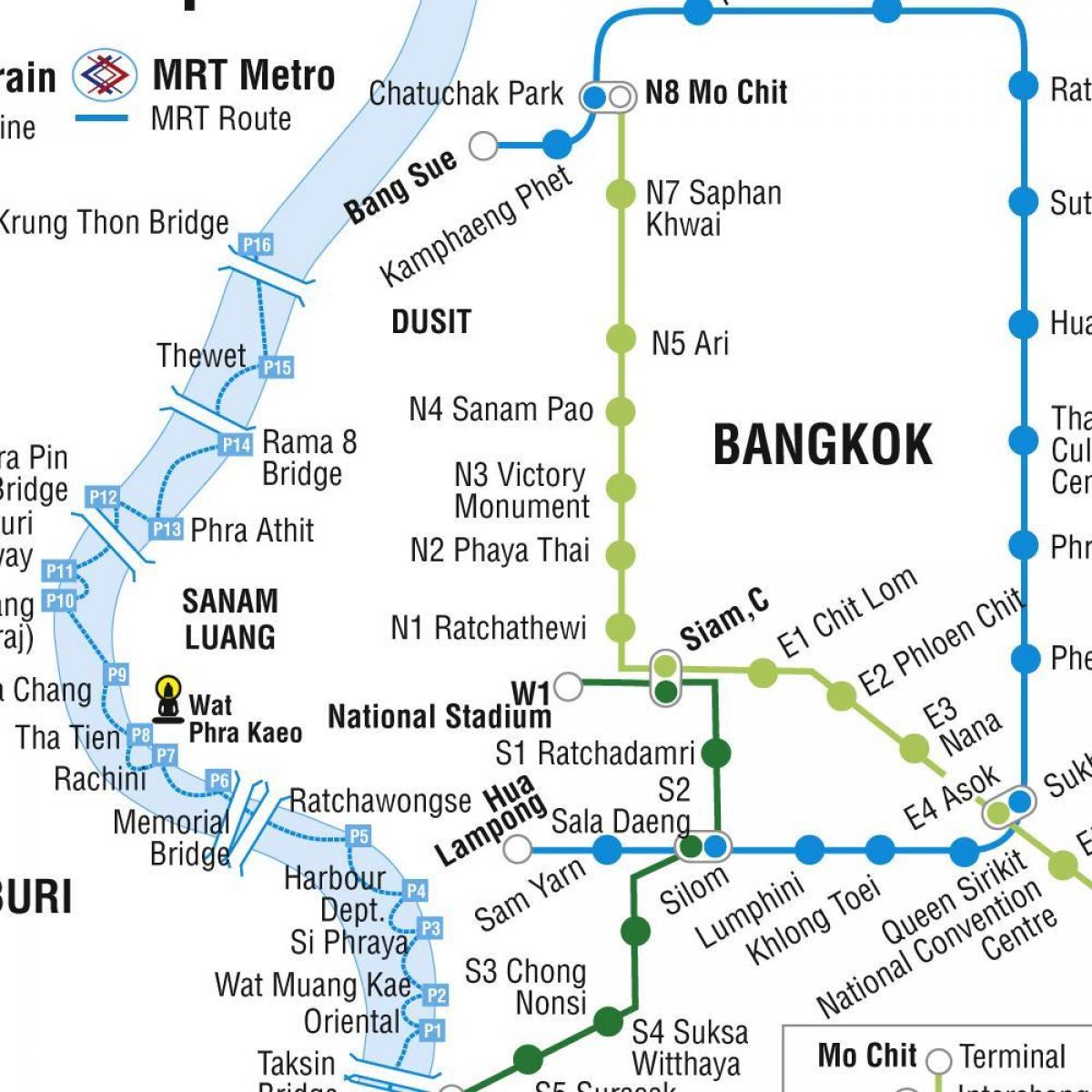 zemljevid bangkok metro in skytrain