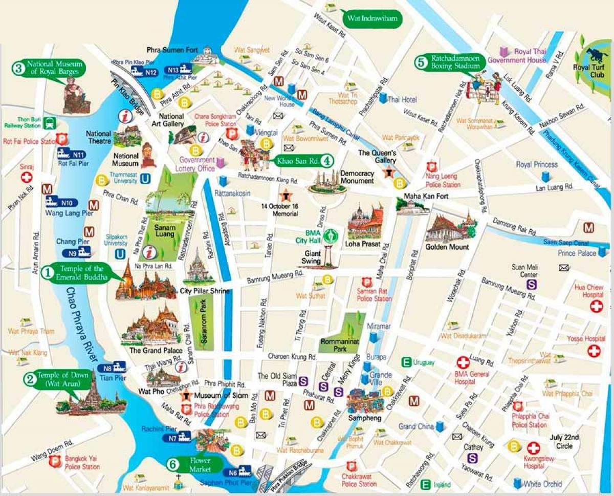 bangkok mesta za obisk zemljevid