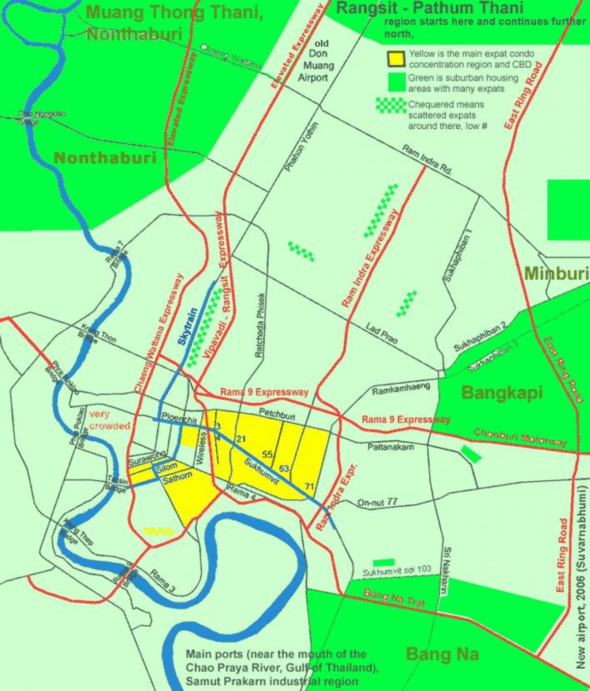 bangkok centru področju zemljevid