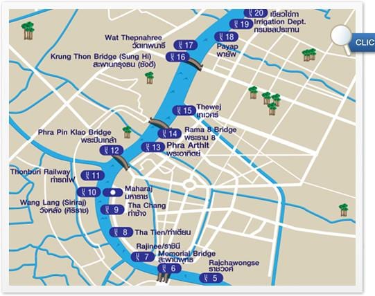 zemljevid bangkok reke express čoln