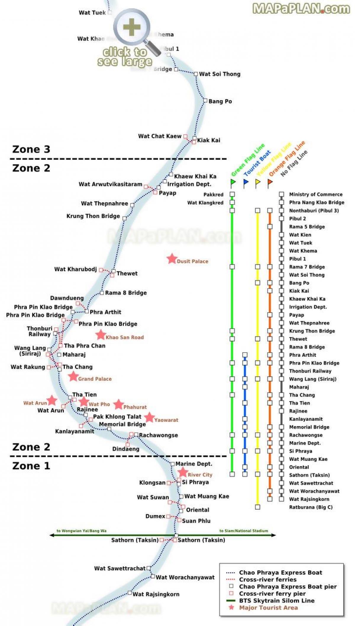 bangkok river ferry zemljevid
