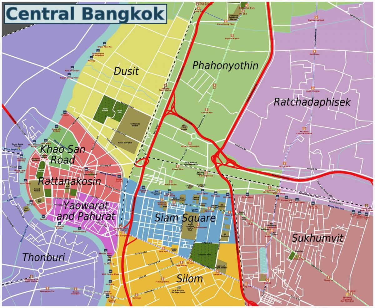 področja bangkok zemljevid