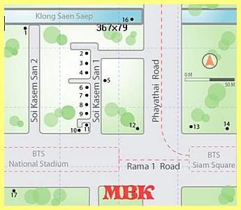 mbk nakupovalno središče v bangkoku zemljevid