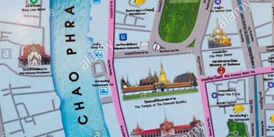 Bangkok zemljevid z turističnih točk
