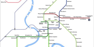 Letališče železniška povezava zemljevid bangkok